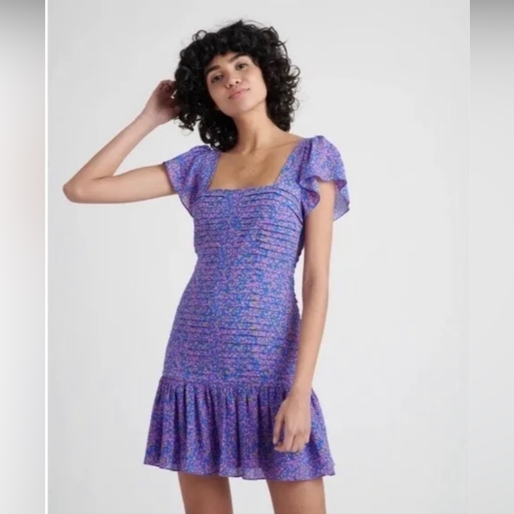 Silk Confetti Smocked Mini Dress